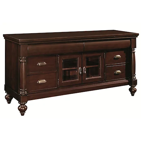 Traditional Turned Post Entertainment Console with Hooded Hardware